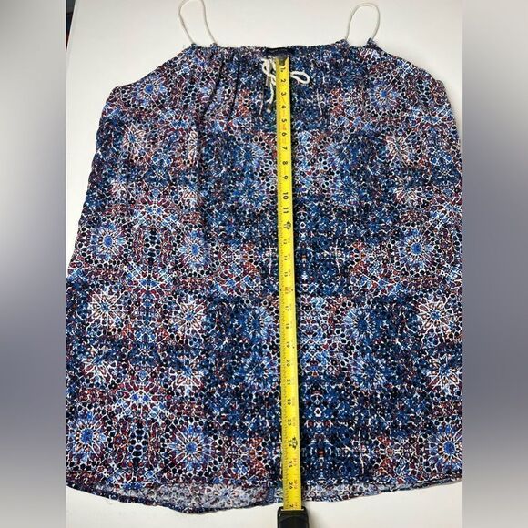 New Look Bohemian Floral Print  Top Tunic Shirt Sleeveless Size L Tie Front Blue - Picture 8 of 10